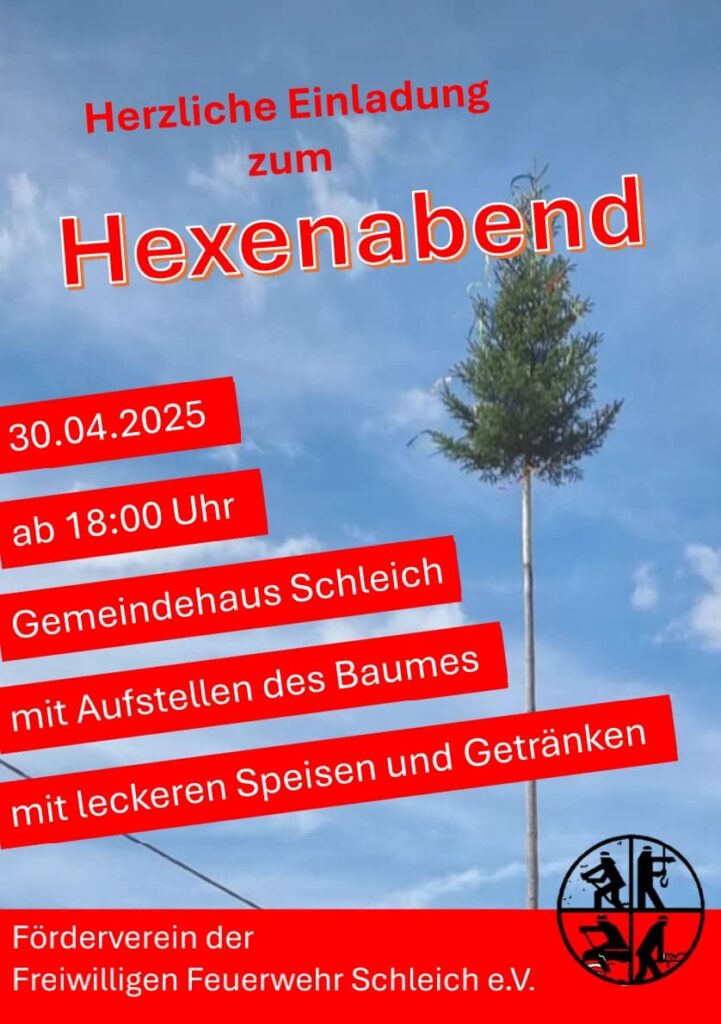 Einladung zum Hexenabend am 30. April 2025 am Gemeindehaus Schleich