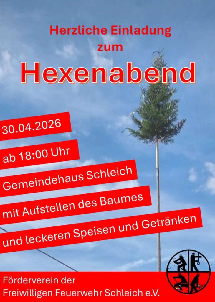 Einladung zum Hexenabend am 30. April 2026 am Gemeindehaus Schleich