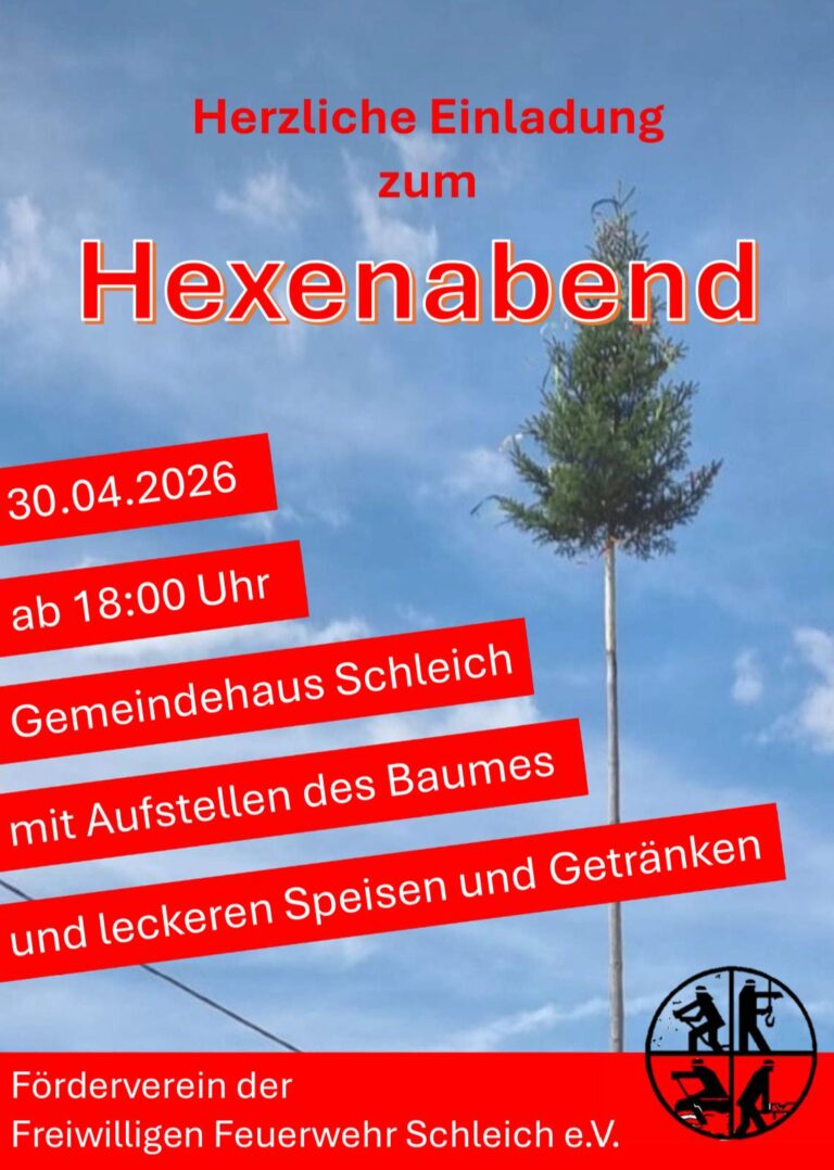 Einladung zum Hexenabend am 30. April 2026 am Gemeindehaus Schleich
